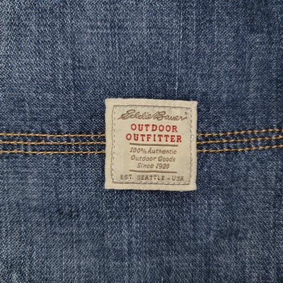 Denim Cargo Carpenter Relax Fit Eddie Bauer Dad Shorts Size 38 - Picture 3 of 8